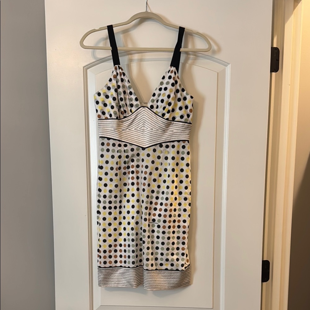 Catherine Malandrino Silk Dress with Black and Green Dots